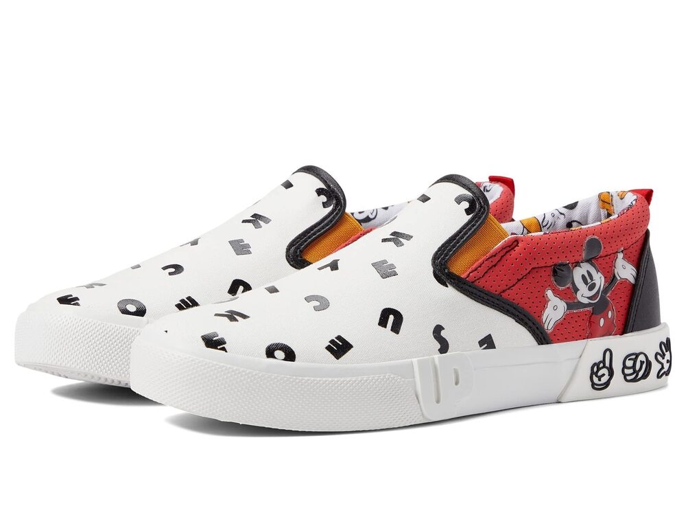 GROUND UP MICKEY MOUSE ALL OVER PRINT SLIP-ON (ADULT) WHITE ADULT 12 (US MEN'S 1